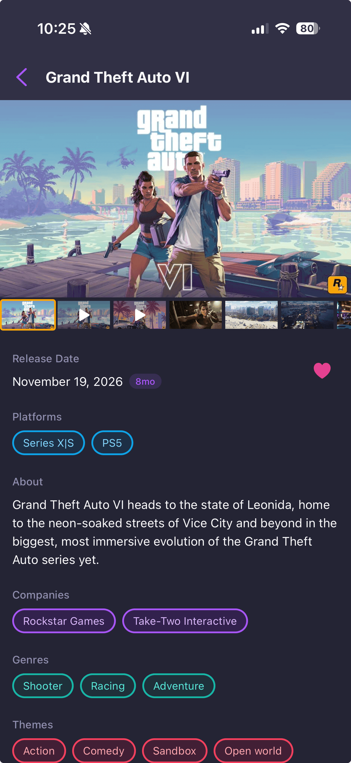 Games Almanac timeline view